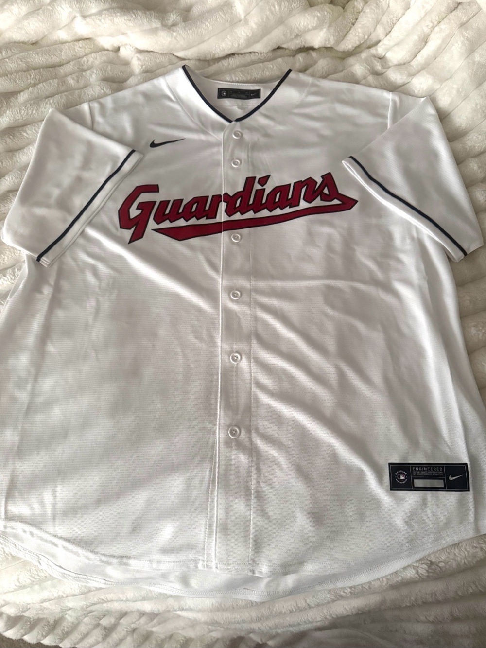 Nike Cleveland Guardians White Baseball Jersey with Red Script
